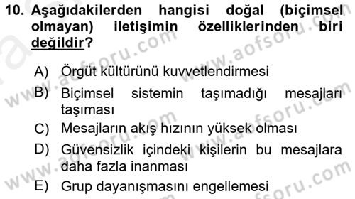 Medya ve İletişim Dersi Ara Sınavı Deneme Sınav Soruları 10. Soru