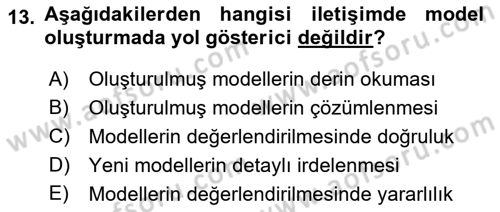 Medya ve İletişim Dersi Ara Sınavı Deneme Sınav Soruları 13. Soru