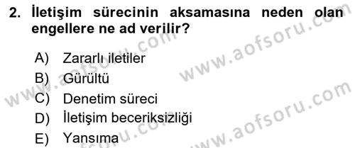 Medya ve İletişim Dersi 2018 - 2019 Yılı (Vize) Ara Sınav Soruları 2. Soru