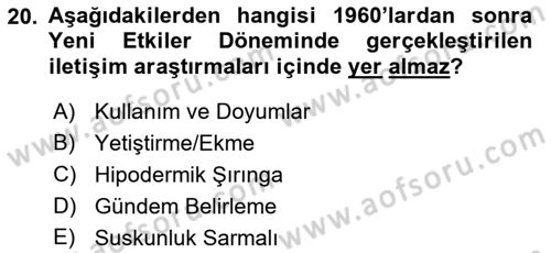 Medya ve İletişim Dersi Ara Sınavı Deneme Sınav Soruları 20. Soru