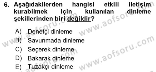 Medya ve İletişim Dersi Ara Sınavı Deneme Sınav Soruları 6. Soru
