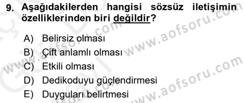 Medya ve İletişim Dersi Ara Sınavı Deneme Sınav Soruları 9. Soru