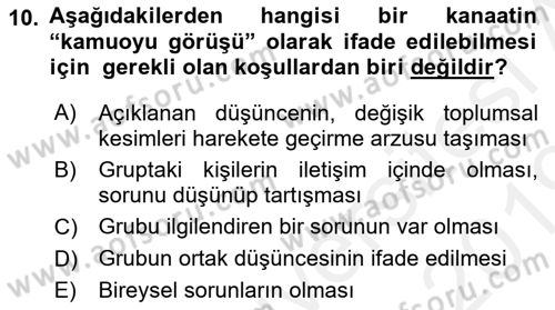 Medya ve İletişim Dersi 2018 - 2019 Yılı (Final) Dönem Sonu Sınav Soruları 10. Soru
