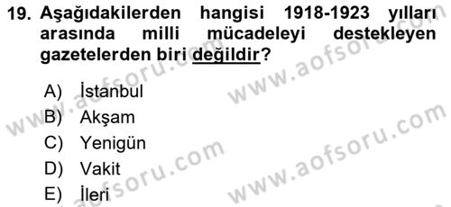 Medya ve İletişim Dersi 2018 - 2019 Yılı (Final) Dönem Sonu Sınav Soruları 19. Soru