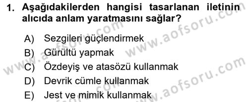 Medya ve İletişim Dersi Ara Sınavı Deneme Sınav Soruları 1. Soru