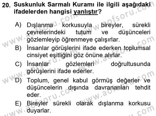 Medya ve İletişim Dersi Ara Sınavı Deneme Sınav Soruları 20. Soru