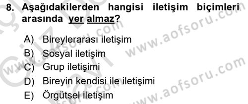 Medya ve İletişim Dersi Ara Sınavı Deneme Sınav Soruları 8. Soru