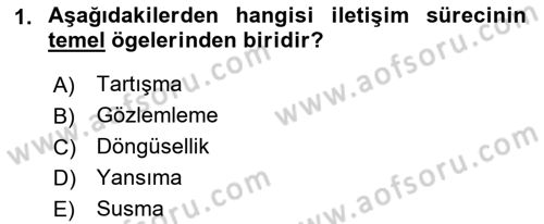 Medya ve İletişim Dersi 2019 - 2020 Yılı (Final) Dönem Sonu Sınav Soruları 1. Soru