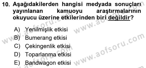 Medya ve İletişim Dersi 2019 - 2020 Yılı (Final) Dönem Sonu Sınav Soruları 10. Soru