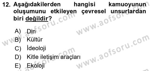 Medya ve İletişim Dersi 2019 - 2020 Yılı (Final) Dönem Sonu Sınav Soruları 12. Soru