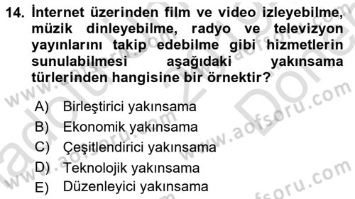 Medya ve İletişim Dersi 2019 - 2020 Yılı (Final) Dönem Sonu Sınav Soruları 14. Soru