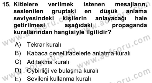 Medya ve İletişim Dersi 2019 - 2020 Yılı (Final) Dönem Sonu Sınav Soruları 15. Soru