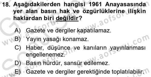 Medya ve İletişim Dersi 2019 - 2020 Yılı (Final) Dönem Sonu Sınav Soruları 18. Soru