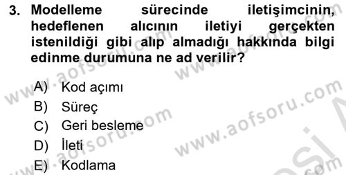 Medya ve İletişim Dersi 2019 - 2020 Yılı (Final) Dönem Sonu Sınav Soruları 3. Soru