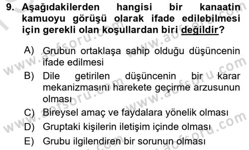 Medya ve İletişim Dersi 2019 - 2020 Yılı (Final) Dönem Sonu Sınav Soruları 9. Soru
