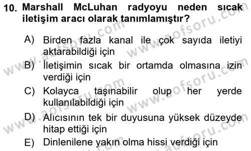 Medya ve İletişim Dersi 2020 - 2021 Yılı Yaz Okulu Sınav Soruları 10. Soru