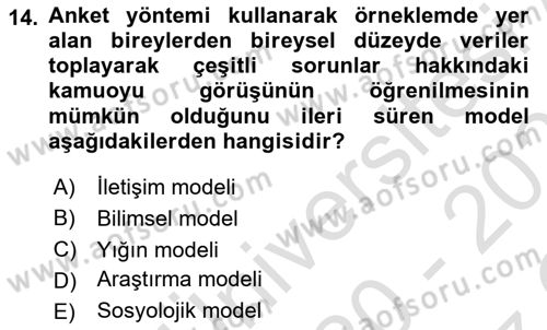 Medya ve İletişim Dersi 2020 - 2021 Yılı Yaz Okulu Sınav Soruları 14. Soru