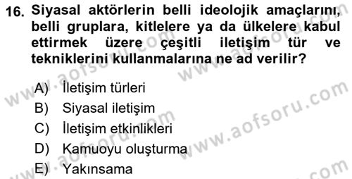 Medya ve İletişim Dersi 2020 - 2021 Yılı Yaz Okulu Sınav Soruları 16. Soru