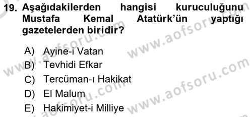 Medya ve İletişim Dersi 2020 - 2021 Yılı Yaz Okulu Sınav Soruları 19. Soru