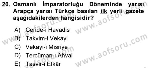 Medya ve İletişim Dersi 2020 - 2021 Yılı Yaz Okulu Sınav Soruları 20. Soru