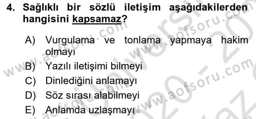 Medya ve İletişim Dersi 2020 - 2021 Yılı Yaz Okulu Sınav Soruları 4. Soru