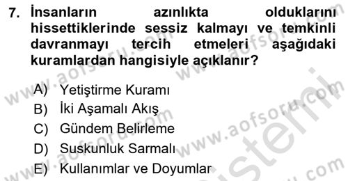 Medya ve İletişim Dersi 2020 - 2021 Yılı Yaz Okulu Sınav Soruları 7. Soru
