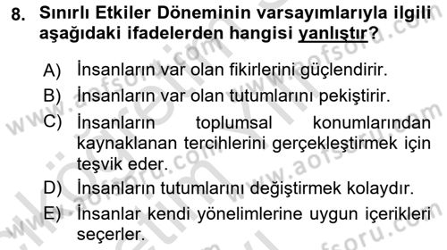 Medya ve İletişim Dersi 2020 - 2021 Yılı Yaz Okulu Sınav Soruları 8. Soru