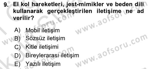 Medya ve İletişim Dersi 2020 - 2021 Yılı Yaz Okulu Sınav Soruları 9. Soru