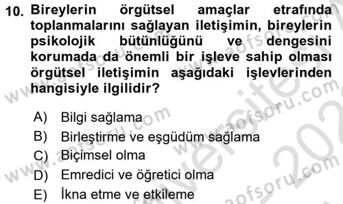 Medya ve İletişim Dersi Ara Sınavı Deneme Sınav Soruları 10. Soru