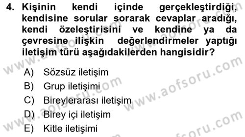 Medya ve İletişim Dersi Ara Sınavı Deneme Sınav Soruları 4. Soru