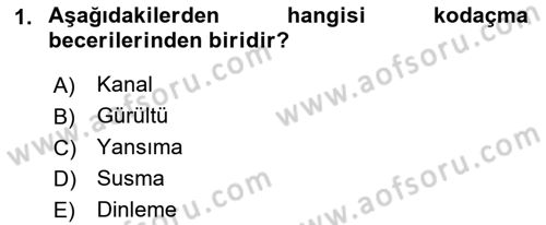 Medya ve İletişim Dersi 2021 - 2022 Yılı (Final) Dönem Sonu Sınav Soruları 1. Soru