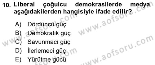 Medya ve İletişim Dersi 2021 - 2022 Yılı Yaz Okulu Sınav Soruları 10. Soru