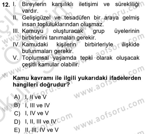 Medya ve İletişim Dersi 2021 - 2022 Yılı Yaz Okulu Sınav Soruları 12. Soru