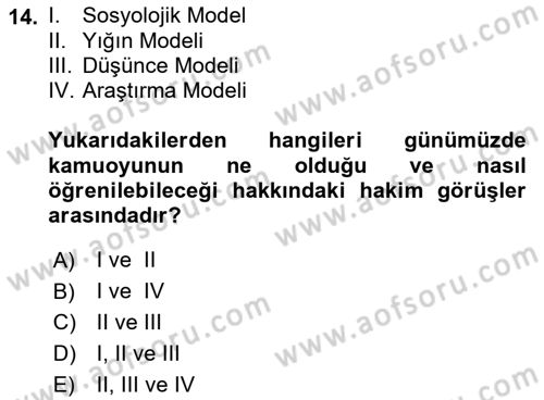Medya ve İletişim Dersi 2021 - 2022 Yılı Yaz Okulu Sınav Soruları 14. Soru