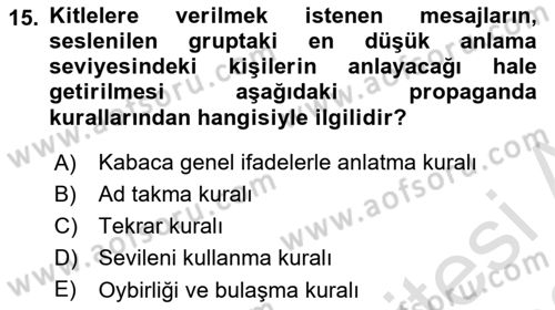Medya ve İletişim Dersi 2021 - 2022 Yılı Yaz Okulu Sınav Soruları 15. Soru