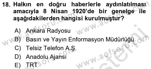 Medya ve İletişim Dersi 2021 - 2022 Yılı Yaz Okulu Sınav Soruları 18. Soru