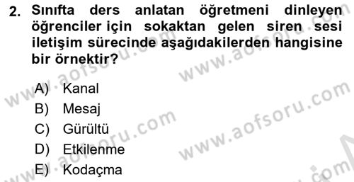 Medya ve İletişim Dersi 2021 - 2022 Yılı Yaz Okulu Sınav Soruları 2. Soru
