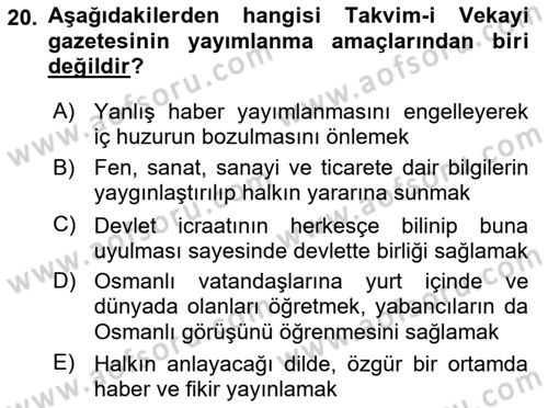Medya ve İletişim Dersi 2021 - 2022 Yılı Yaz Okulu Sınav Soruları 20. Soru