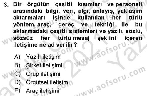 Medya ve İletişim Dersi 2021 - 2022 Yılı Yaz Okulu Sınav Soruları 3. Soru