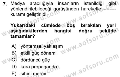 Medya ve İletişim Dersi 2021 - 2022 Yılı Yaz Okulu Sınav Soruları 7. Soru