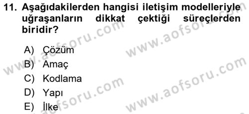 Medya ve İletişim Dersi 2024 - 2025 Yılı (Vize) Ara Sınav Soruları 11. Soru