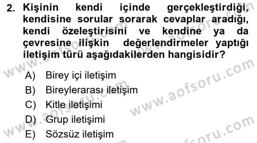 Medya ve İletişim Dersi 2024 - 2025 Yılı (Vize) Ara Sınav Soruları 2. Soru