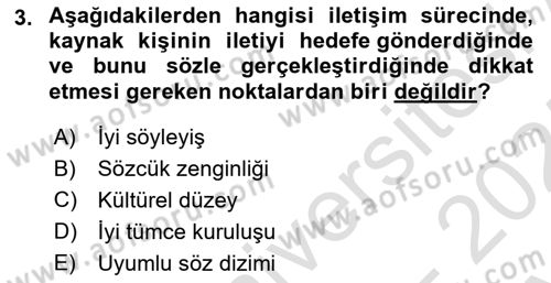 Medya ve İletişim Dersi 2024 - 2025 Yılı (Vize) Ara Sınav Soruları 3. Soru