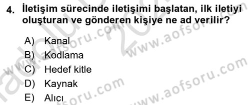 Medya ve İletişim Dersi 2024 - 2025 Yılı (Vize) Ara Sınav Soruları 4. Soru