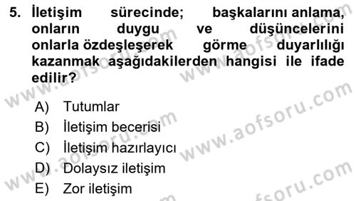 Medya ve İletişim Dersi 2024 - 2025 Yılı (Vize) Ara Sınav Soruları 5. Soru