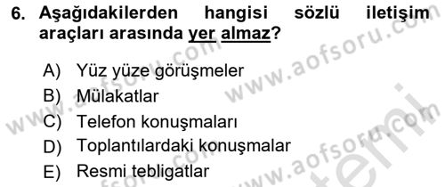 Medya ve İletişim Dersi 2024 - 2025 Yılı (Vize) Ara Sınav Soruları 6. Soru