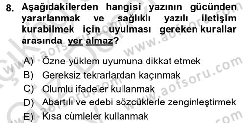 Medya ve İletişim Dersi 2024 - 2025 Yılı (Vize) Ara Sınav Soruları 8. Soru