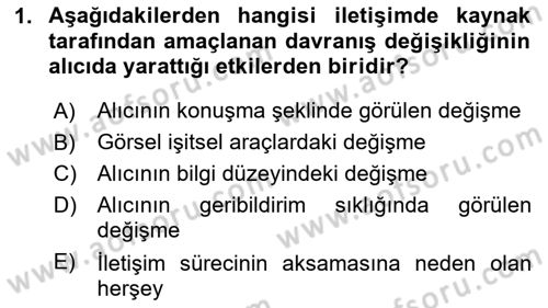 Medya ve İletişim Dersi 2024 - 2025 Yılı (Final) Dönem Sonu Sınav Soruları 1. Soru