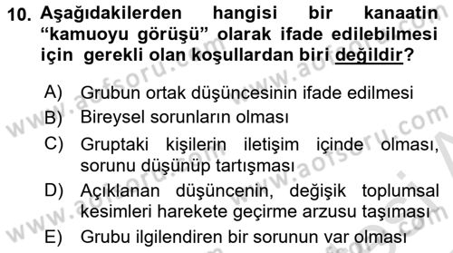 Medya ve İletişim Dersi 2024 - 2025 Yılı (Final) Dönem Sonu Sınav Soruları 10. Soru