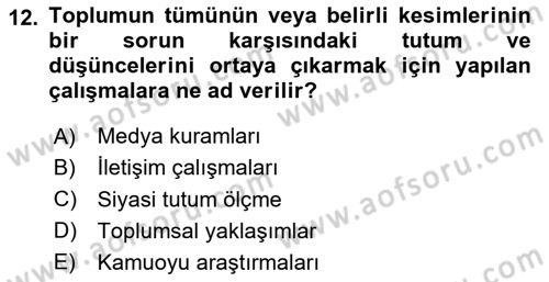 Medya ve İletişim Dersi 2024 - 2025 Yılı (Final) Dönem Sonu Sınav Soruları 12. Soru